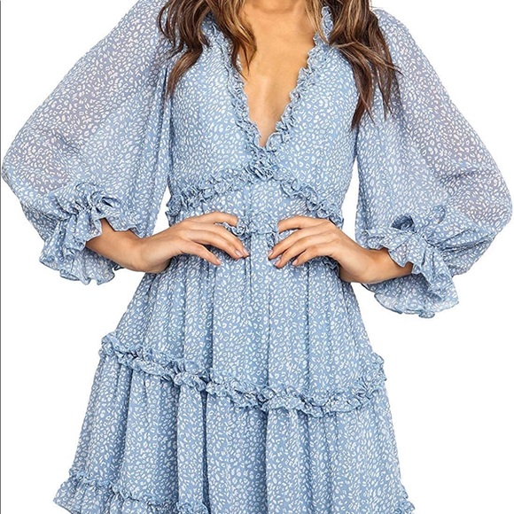 Pink Long Sleeve Ruffle Layer Swing Dress. - Picture 6 of 11